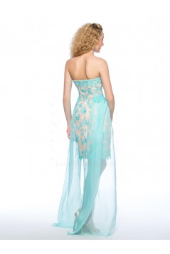 High Low Sweetheart Beaded Lace Applique Blue Prom Evening Cocktail Homecoming Party Dresses ED010629