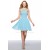 A-Line Short Bateau Blue Beaded Prom Evening Cocktail Homecoming Party Dresses ED010635