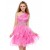 One-Shoulder Beaded Short Pink Prom Evening Formal Party Dresses ED010645