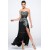 Sheath Sweetheart Split-Front Beaded Black Long Chiffon Prom Evening Formal Party Dresses ED010648