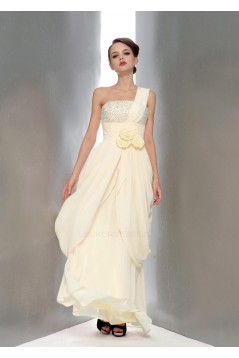 Column One-Shoulder Beaded Long Chiffon Prom Evening Formal Party Dresses ED010655