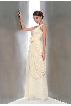 Column One-Shoulder Beaded Long Chiffon Prom Evening Formal Party Dresses ED010655