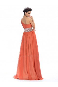 A-Line One-Shoulder Beaded Sequin Long Chiffon Prom Evening Formal Party Dresses ED010657