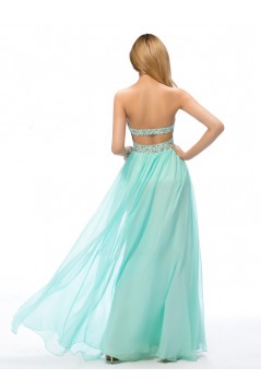 A-Line Strapless Beaded Long Chiffon Prom Evening Formal Party Dresses ED010666