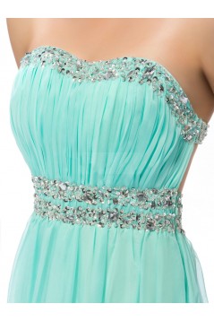 A-Line Strapless Beaded Long Chiffon Prom Evening Formal Party Dresses ED010666