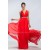 A-Line V-Neck Beaded Long Red Chiffon Prom Evening Formal Party Dresses ED010670