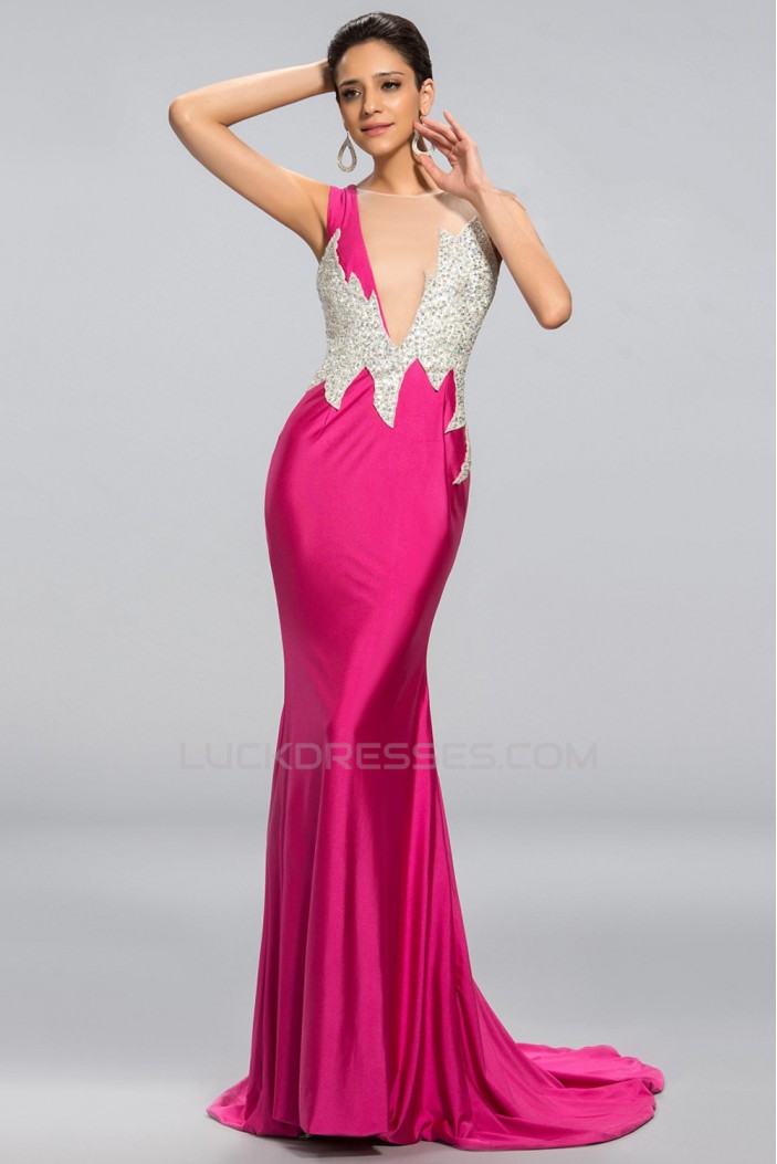 Trumpet/Mermaid Bateau Beaded Long Prom Evening Formal Party Dresses ED010689
