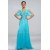 A-Line V-Neck Short Sleeve Beaded Long Blue Chiffon Prom Evening Formal Party Dresses ED010692
