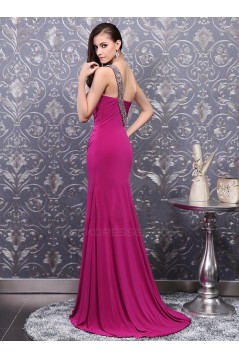Trumpet/Mermaid One-Shoulder Split-Front Beaded Long Prom Evening Formal Party Dresses ED010695