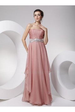 A-Line Strapless Beaded Long Chiffon Prom Evening Formal Party Dresses ED010699