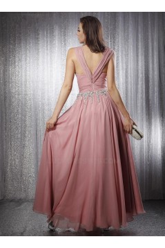 A-Line Straps Beaded Long Chiffon Prom Evening Formal Party Dresses ED010703
