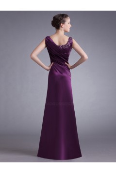 Sheath Beaded Long Purple Prom Evening Formal Party Dresses ED010715