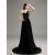 A-Line One-Shoulder Beaded Long Black Chiffon Prom Evening Formal Party Dresses ED010721