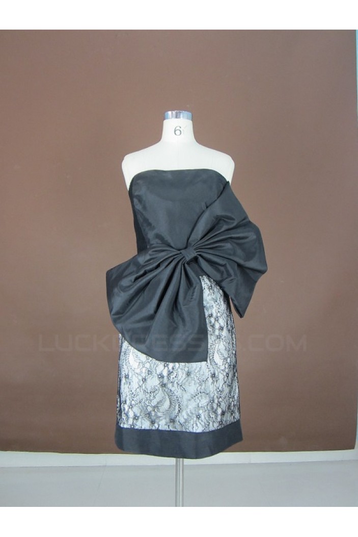Sheath Strapless Bowknot Short Prom Evening Formal Party Dresses ED010752