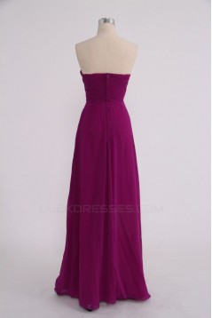 Sheath/Column Strapless Beaded Long Chiffon Prom Evening Formal Party Dresses ED010757