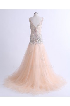 A-Line Beaded Long Prom Evening Formal Party Dresses ED010764