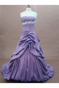 A-Line Strapless Court Train Long Prom Evening Formal Party Dresses ED010766