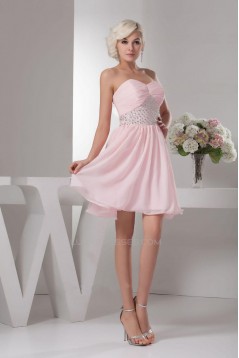 A-Line Sweetheart Short Pink Beaded Cocktail Homecoming Prom Evening Dresses ED010780