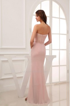 Sheath Strapless Split-Front Long Chiffon Prom Evening Dresses ED010808