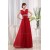 A-Line Beaded Long Red Chiffon Prom Evening Dresses ED010817