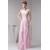 A-Line One-Shoulder Long Pink Chiffon Prom Evening Dresses ED010826