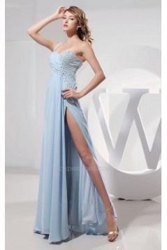 Sheath One-Shoulder Beaded Split-Front Long Chiffon Prom Evening Dresses ED010830