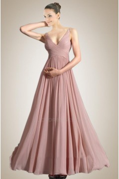 A-Line V-Neck Long Chiffon Prom Evening Dresses ED010835