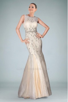 Trumpet/Mermaid Beaded Lace Long Prom Evening Dresses ED010843