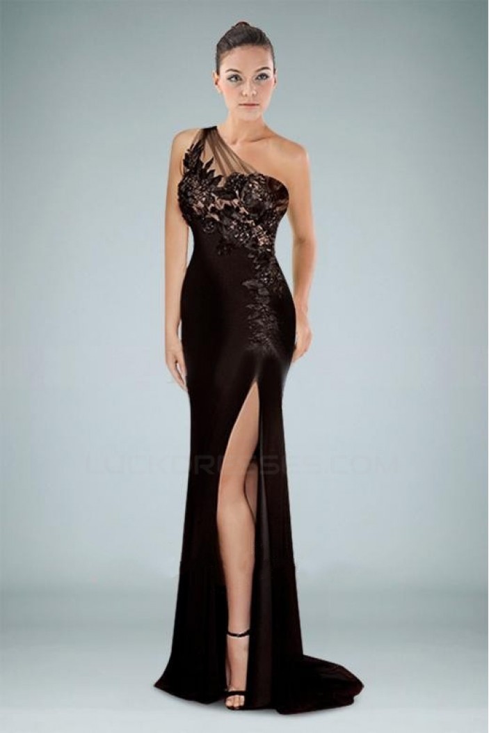 Sheath One-Shoulder Long Prom Evening Formal Dresses ED010863