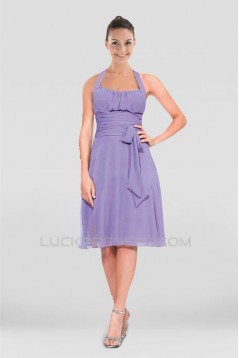 A-Line Halter Short Chiffon Bridesmaid Dresses ED010868