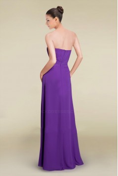 A-Line Strapless Purple Long Chiffon Prom Evening Formal Bridesmaid Dresses ED010882