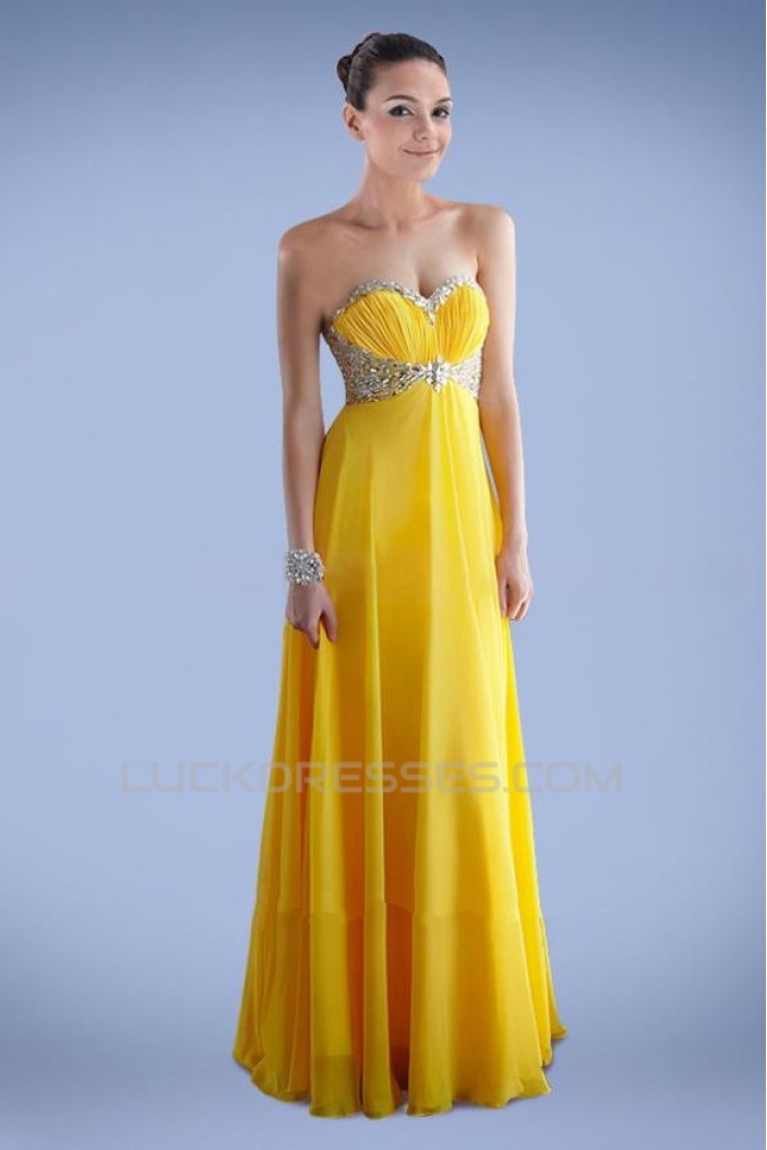 Empire Sweetheart Beaded Long Chiffon Prom Evening Formal Dresses ED010895