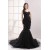 Trumpet/Mermaid Sweetheart Sweep Train Black Long Prom Evening Formal Dresses ED010912