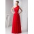 A-Line One-Shoulder Red Long Chiffon Prom Evening Formal Bridesmaid Dresses ED010919