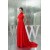 A-Line High-Neck Long Red Chiffon Prom Evening Formal Dresses ED010924