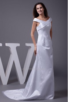 A-Line Off-the-Shoulder Long White Prom Evening Formal Dresses ED010928