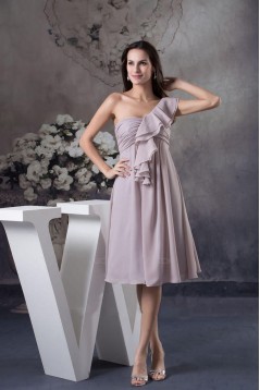 Empire One-Shoulder Short Chiffon Prom Evening Formal Dresses ED010932