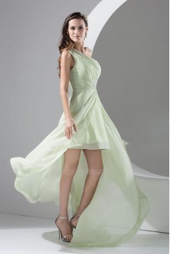 Beaded One-Shoulder Long Chiffon Prom Evening Formal Dresses ED010939
