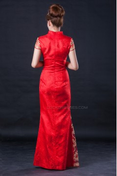Trumpet/Mermaid Cap Sleeve Long Red Prom Evening Formal Dresses ED010952