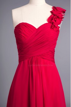 A-Line One-Shoulder Long Chiffon Prom Evening Formal Dresses Bridesmaid Dresses ED010957