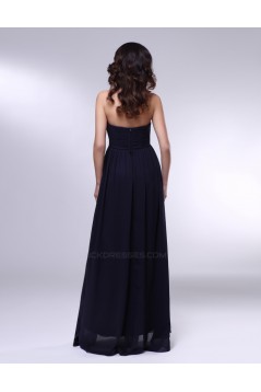 Empire Strapless Beaded Navy Blue Long Chiffon Prom Evening Formal Dresses Maternity Dresses ED010971