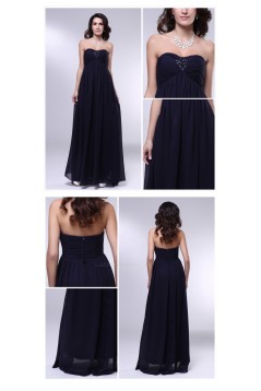 Empire Strapless Beaded Navy Blue Long Chiffon Prom Evening Formal Dresses Maternity Dresses ED010971