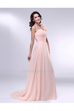 A-Line One-Shoulder Long Chiffon Prom Evening Formal Dresses ED010972