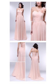 A-Line One-Shoulder Long Chiffon Prom Evening Formal Dresses ED010972
