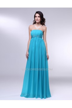 Empire Strapless Long Blue Chiffon Prom Evening Formal Dresses Maternity Dresses ED010973