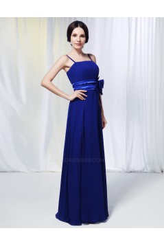 A-Line Spaghetti Strap Long Blue Chiffon Prom Evening Formal Dresses Bridesmaid Dresses ED010978