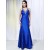Trumpet/Mermaid V-Neck Beaded Long Blue Prom Evening Formal Dresses ED010982