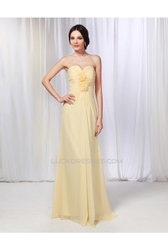 A-Line Sweetheart Long Yellow Chiffon Prom Evening Formal Dresses ED010986