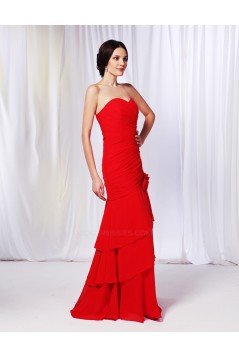 A-Line Sweetheart Long Red Chiffon Prom Evening Formal Dresses ED010992