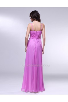 A-Line V-Neck Spaghetti Strap Long Chiffon Prom Evening Formal Dresses ED010995